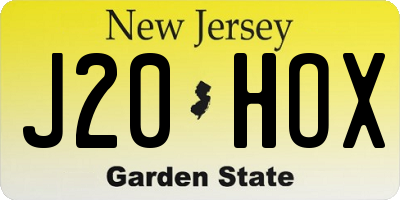 NJ license plate J20HOX