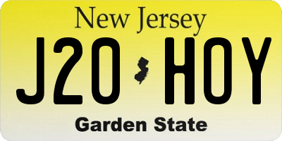 NJ license plate J20HOY