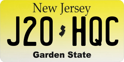 NJ license plate J20HQC