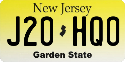 NJ license plate J20HQO