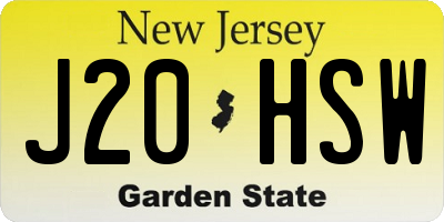 NJ license plate J20HSW