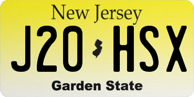 NJ license plate J20HSX