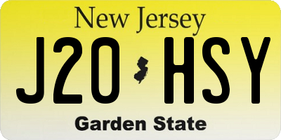 NJ license plate J20HSY