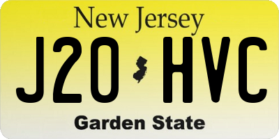 NJ license plate J20HVC