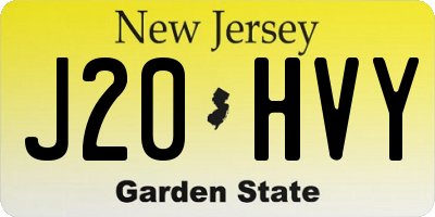 NJ license plate J20HVY