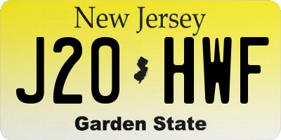 NJ license plate J20HWF