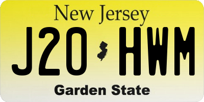 NJ license plate J20HWM