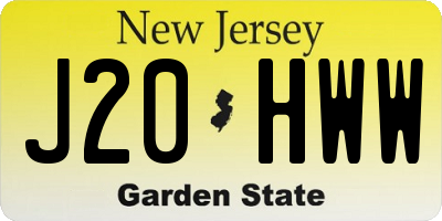 NJ license plate J20HWW