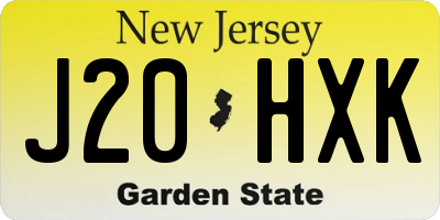 NJ license plate J20HXK