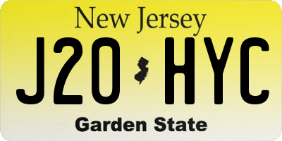 NJ license plate J20HYC