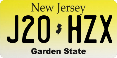 NJ license plate J20HZX