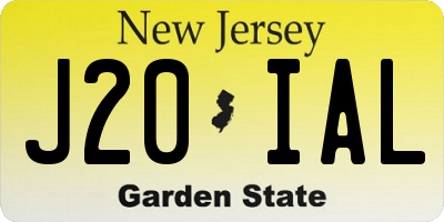 NJ license plate J20IAL