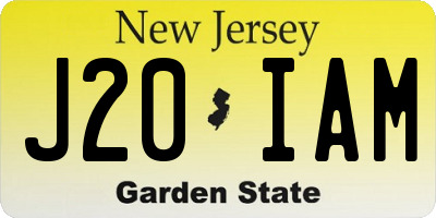 NJ license plate J20IAM