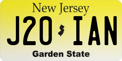 NJ license plate J20IAN