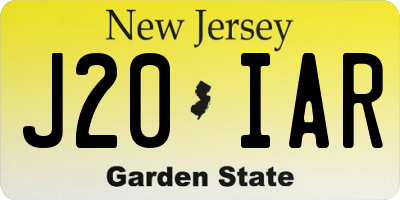 NJ license plate J20IAR