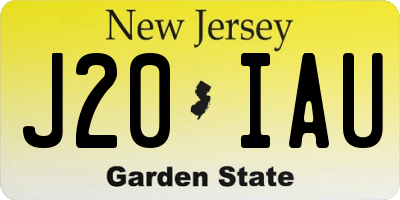 NJ license plate J20IAU