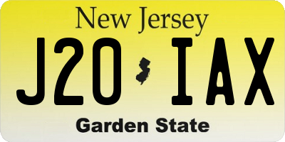 NJ license plate J20IAX