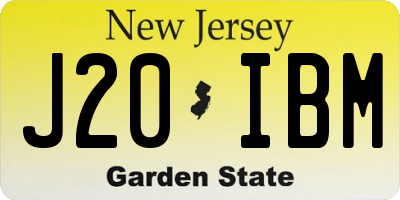 NJ license plate J20IBM