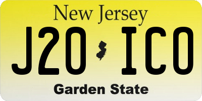 NJ license plate J20ICO