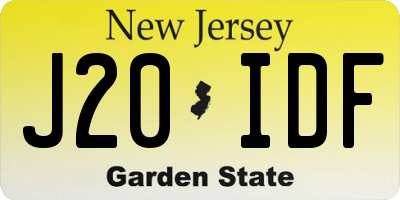 NJ license plate J20IDF