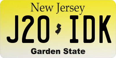 NJ license plate J20IDK