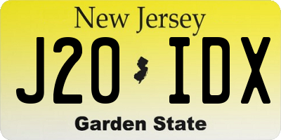 NJ license plate J20IDX