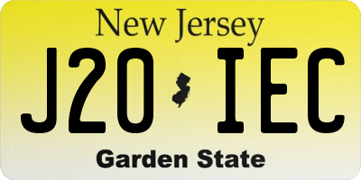 NJ license plate J20IEC