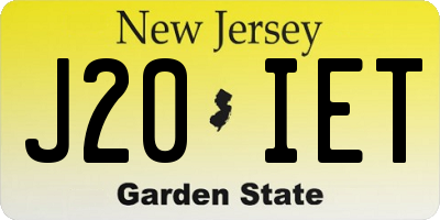 NJ license plate J20IET