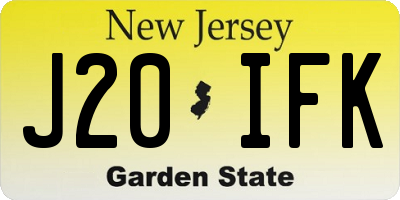 NJ license plate J20IFK