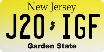 NJ license plate J20IGF