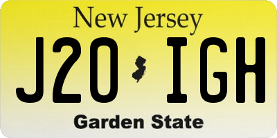 NJ license plate J20IGH