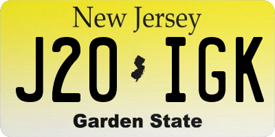 NJ license plate J20IGK