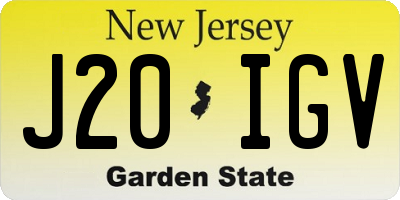 NJ license plate J20IGV