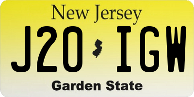 NJ license plate J20IGW