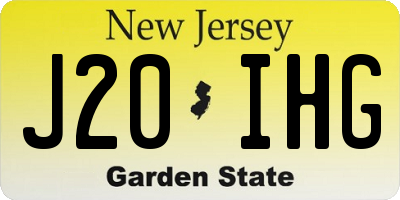 NJ license plate J20IHG