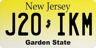 NJ license plate J20IKM