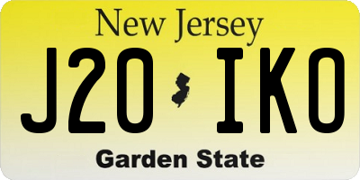 NJ license plate J20IKO