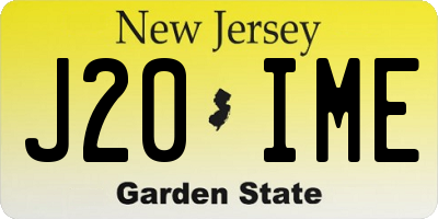 NJ license plate J20IME