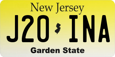 NJ license plate J20INA