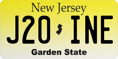 NJ license plate J20INE