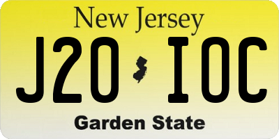NJ license plate J20IOC