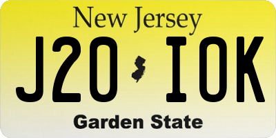 NJ license plate J20IOK