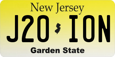 NJ license plate J20ION