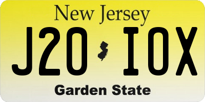 NJ license plate J20IOX