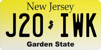 NJ license plate J20IWK