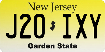NJ license plate J20IXY