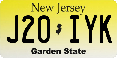 NJ license plate J20IYK