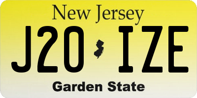 NJ license plate J20IZE