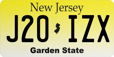 NJ license plate J20IZX
