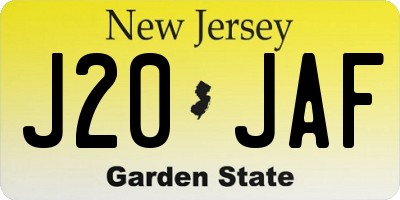 NJ license plate J20JAF